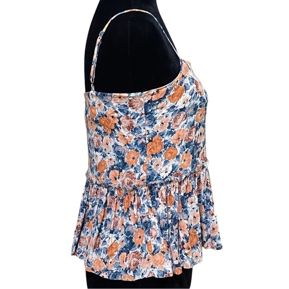 Current Elliott Blue Orange Floral Peplum Cami Tank Top Size 0 - Picture 6 of 10